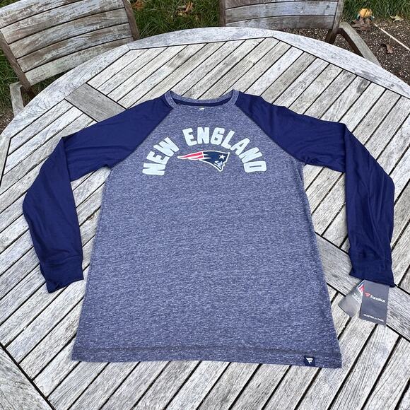 Mens New England Patriots Fanatics Heather Navy Arc Long Sleeve T-Shirt Large - Picture 1 of 12